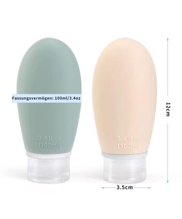 4-Pack 100ml Silicone Travel Bottles Set - Leak-Proof Refillable BPA-Free - Ideal for Cosmetics & Shampoo - TSA Approved - Gray White Blue Green - Buy Online on SooperMarket.com