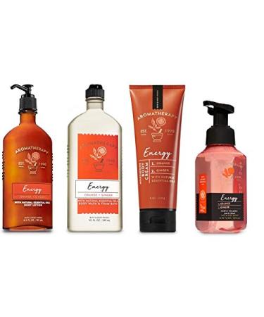 Bath and Body Works Aromatherapy ORANGE GINGER Deluxe Gift Set - Body Cream - Body Lotion - Body Wash and Gentle Foaming Hand Soap - Full Size