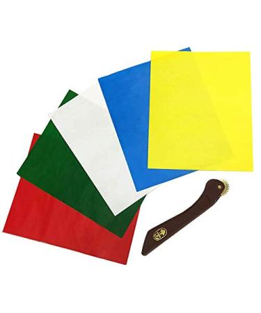 AMORNPHAN 5 Sheets 5 Colors Sewing Carbon Tracing Paper Transfer Paper 9x11 Home Sewing Cross Stitch Paint Kit Marking Patterns Fabric Craft Made in Japan Plus Tracing Wheel Sewing Tool for Tailor