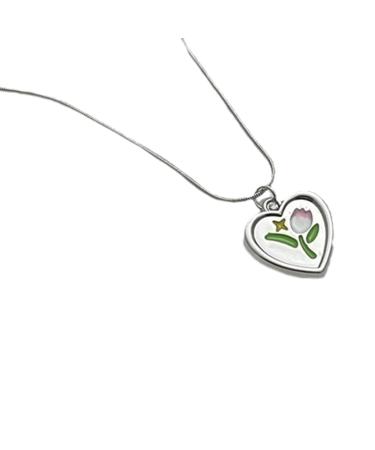 Oralgos adjustable love shape necklace tulip heart pendant collarbone chain French style collarbone chain accessories for women