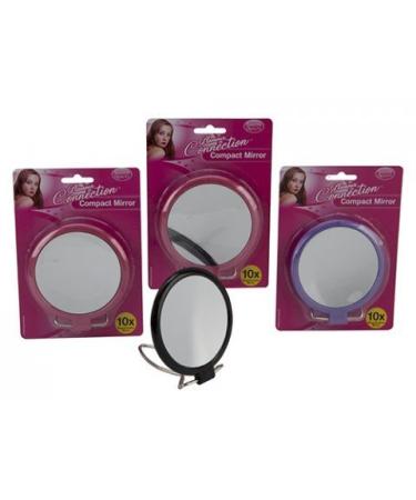 PMS ASST COL 2 SIDED 10X MAGNIFYIN 4" DIA COMPACT MIRROR ON