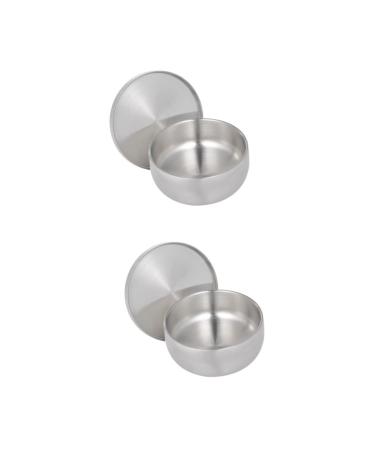 Beavorty 2st razor peel Razor -soap peel with lid shaving soap shell shaving brush holder Razor soap in a bowl of shaving soap in the bowl shaving man smooth cup of 11x11x6.5cmx2pcs silverx2stk