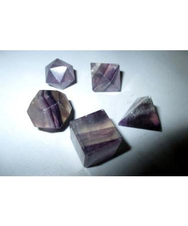 Jet Purple Flourite Sacred Geometry Set - Top Grade Merkaba Star with Velvet Pouch and Free Booklet - Crystal Therapy for Chakra Balancing and Healing - Buy Online on SooperMarket.com