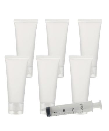 Zeoabsy 6 pieces 50ml transparent frosted empty soft tube with folding hinge lock plastic bottles with a hinged lid for cosmetic gel creams trip