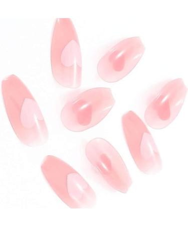 U-K Fake Nail Pink Heart False Nail Acrylic Full Cover Fingernails Press on Nails Set Artificial Long False Nail for Women Girls 24 PCS Practical & Professional - Buy Online on SooperMarket.com