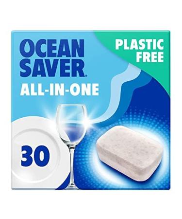 OceanSaver Eco-Friendly Dishwasher Tablets - Pack of 30 | Non-Toxic & Plastic-Free Dish Washing Tablets for Sustainable Cleaning | All in One Plant-Based Dishwasher Salt & Rinse Aid for Tough Stains 1 count (Pack of 30)