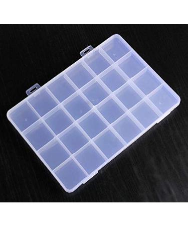 RLECS 2PCS 24 Slots Transparent Plastic Jewelry Organizer Box Compartment Storage Container for Bead Rings Jewelry Display Organizer