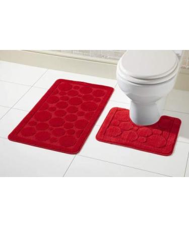 Olivia Rocco 2-part set of bath mat and toilet rack non-slip bathroom set Cali Bubbles Red Bath Mat 50 x 80 cm Pedestal mat 50 x 50 cm