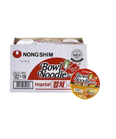 Nongshim Bowl Noodle Soup, Spicy Kimchi, 3.03 Ounce (Pack of 18) Spicy Kimchi 3.03 Ounce (Pack of 18)