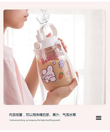 PEXIZUAN Kawaii Big Belly Water Bottle with Strap and Straw - Green 1300ML - Buy Online on SooperMarket.com