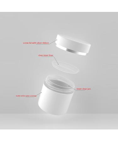 Zeoabsy 4-Pack 30ml Matte White Double-Walled Plastic Cream Canisters | Screw Cap with Silver Edge | Ideal for Gels Creams Ointments & Snacks - International Shipping Available - Buy Online on SooperMarket.com