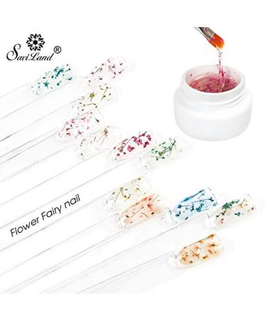 Saviland Dried Flower Gel Nail Polish Kit - 6 Colors Soak Off U V LED Varnish for Manicure Nail Art (Pink Blue Yellow) - Buy Online on SooperMarket.com