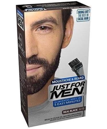 Just For Men Moustache & Beard Dye - Real Black | Eliminates Grey, Adds Thickness | With Applicator Brush | M55 - Buy Online on SooperMarket.com