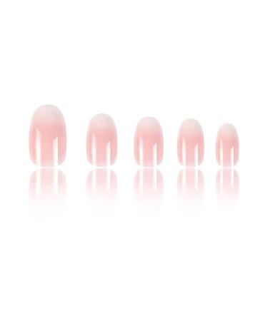 24Pcs White Ombre Almond Press-On Nails | Short Round Fake Nails for Women | Artificial Stick-On Nail Designs - Buy Online on SooperMarket.com
