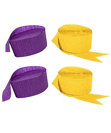 Purple and Gold Yellow Crepe Paper Streamers (2 Purple + 2 Gold Yellow)