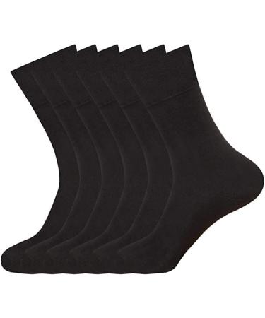 ITRAT Diabetic sock for Woman- Non Elastic Wide Honey Comb Top Soft Cuff Ankle Wide Grip Odema Friendly Non Binding Circulatory For Swollen Feet legs Size 4-7 4-7 Black (6 Pairs)