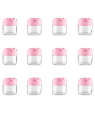 12 Pieces 20g Plastic Cosmetic Jars Cosmetic Containers Travel Cream Jars Containers Mini Cosmetic Makeup Jars Refillable Empty Lotion Cream Containers with Rose Shaped Lid Pink