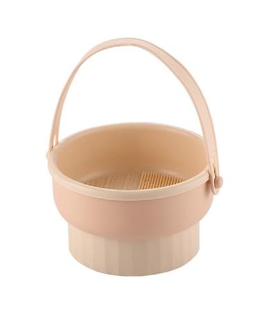 Makeup Brushes Silicone Cleaning Mat Silicone Makeup Brush Holder 2 in 1 Foldable Silicone Makeup Brush Cleaning Apricot