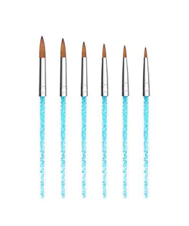 Desikixudy Brushes Crystal Nail Crystal Carving Pen Blue Transparent Crystal Pen with Diamonds 6 Sets Foil Nail Art