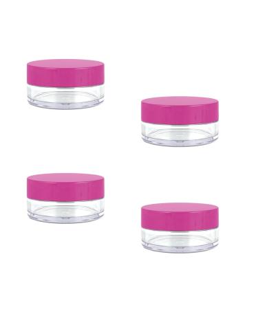 Empty Sample Pots 4 Pcs Empty Plastic Cosmetic Jars Clear Travel Cosmetic Container Mini Cosmetic Containers for Face Creams Sample Make-Up Pink