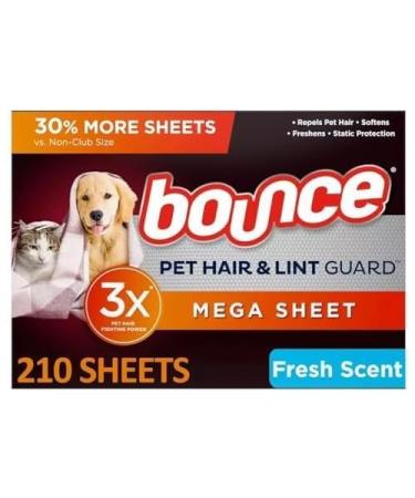 Pet-Bounce Hair & Lint Guard Mega Dryer Sheets Fresh Scent (210 ct.)