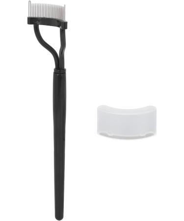 Verdant Touch Eyelash Brush Stainless Steel Eyelash Comb Curved Design Separate Cover Black Straight HandleBeauty Care - Buy Online on SooperMarket.com