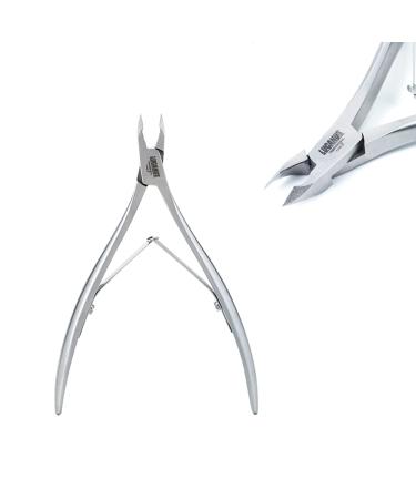 LUCANUS C type Cuticle Cutter Stainless Steel Cuticle Nippers with Hand-Sharpen Blades Cuticle Clippers for Nail Care Pedicure Manicure Nail Tools (Silver)
