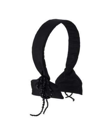 JSGHGDF Elegant Headband Vintage Tassels Headband Hair Accessory Headbands Solid Wide Plain Turban -slip Hair Bands 1 Black Tassel Headb