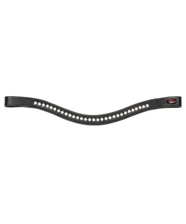 Headband for a horse warmblood thoroughbred cold blood Start Cadmus paint leather glittering string with rhinestone strass in blue and black curved for brown brown and black leather (cob black/silver) COB black/silver