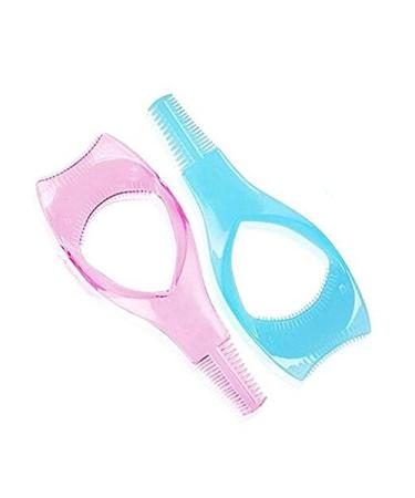 3-in-1 Plastic Eyelashes Tools - Pink & Blue Mascara Applicator Guard for Perfect Eye Makeup | International Shipping - Buy Online on SooperMarket.com