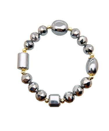 MuYu Art Faceted Bead Terahertz Bracelet Energy Healing Stone Magnetic Therapy Terahertz Bracelet 7 Inches for Women Men Adjustable Terahertz Bracelet