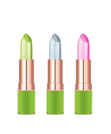 Color Changing Lipstick 3pcs Aloe Vera Lipstick Long Lasting Moisturizer Lip Balm Temperature Color Change Lip Gloss
