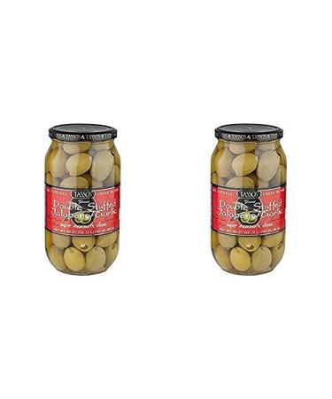 2 Pack Of Tassos All Natural Double Stuffed Jalapeno And Garlic Super Mammoth Olives (2X35.27 oz.)
