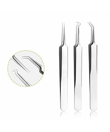 YSJJZRL Superior ZRL stainless steel blackhead acne blemish pimples extractor remover needles bend curved blackhead acne clip tweezers facial care tool curved oral clip
