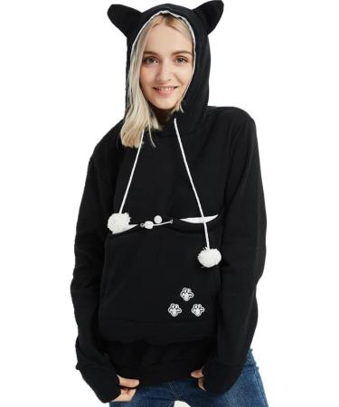 Jessie Long Sleeve Puppy Holder Sweatshirt | Pet Carrier Kangaroo Hoodie 4X-Large - Black - Buy Online on SooperMarket.com