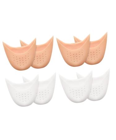 4 Pairs Protector Toe Covers Heel Protectors Sock Shoe Silica for Athlete Shoes Ballet Heels Breathable of Pink Pointe Color Soft Toes Cover Pouch Comfortable Cap Light White As Shownx2pcs mediumx2pcs