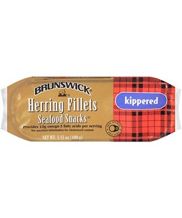 Brunswick Boneless Kipper Style Herring Fillets, 3.53 oz Can (Pack of 12) - 18g Protein per Serving - Gluten Free, Keto Friendly - Great for Pasta & Seafood Recipes