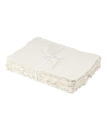 400 GSM / 25 Sheets - Rough/Textured Drawing/Sketching Paper - 6 X 4 inche - Handmade/Deckle Edge Paper Made from Virgin Egyptian Cotton - Off-White by Leather Village Off White 6 inches X 4 inches