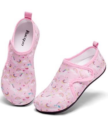Racqua Kids Water Shoes Lightweight Beach Swim Quick Dry Sports Aqua Socks 12-13 Little Kid Unicorn/Pink