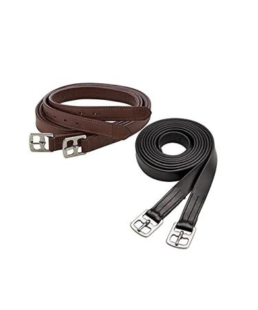 Stirrup Leather Quality Bonded Adults Childs English Non-Stretch Saddle Equestrian Soft Webbing Strong Straps Stainless Equestrian Dressage - 44'' - Black 44'' Colour