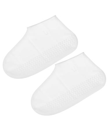 PATIKIL L Foldable Waterproof Silicone Shoes Cover, Reusable Non-Slip Overshoes Rain Boots Shoes Cover Protectors Galoshes for Outdoor Rain Snow, White L White