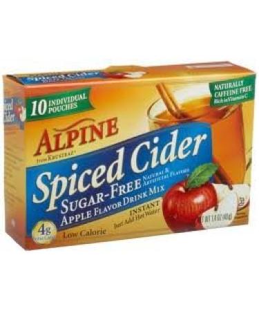 Alpine Spiced Cider, Sugar-free Apple Flavor Drink Mix, .14 Oz Pouch, 10 Count Boxes (Pack of 6)