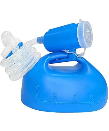Male Urinal 2000ml-50" Long Tube with Lid Male Urinal Bottles with Cover Male Portable Urinal Pee Bottles Incontinence Seniors Traveling Driving Camping (Blue)
