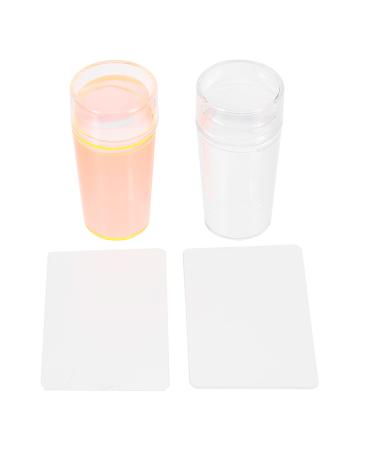 Lurrose nail tools nail stamp 2 sets clear nail art tamper silicone stamping jelly with scrapers-manicure punching tools for salon home e French nail stamp silicone spatula