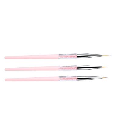 3pcs Nail Art Dotting Liner Brush Set with Rhinestone Handle - Pink Manicure Tools - Buy Online on SooperMarket.com