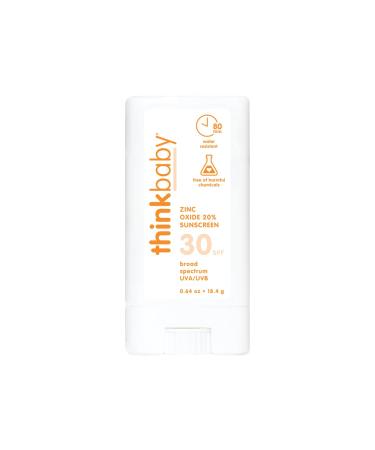 Thinkbaby SPF 30 Sunscreen Stick Safe Natural Water Resistant Sun Cream for Babies Kids & Adults Vegan Mineral UVA/UVB Sun Protection Reef Friendly Travel Stick 0.64oz