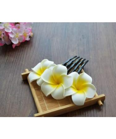 Plumeria Flower Hair Comb - Hawaiian Floral Head Piece for Women & Girls - Buy Online on SooperMarket.com