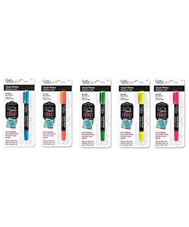 Craft Decor Chalk Writer Bundles (Pen for Writing Glass Windows/Mirror/Windshield) (Blue-Orange-Green-Yellow-Pink)
