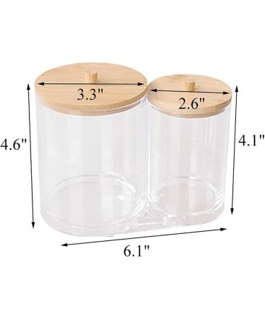 Garta Cotton Swab Holder with Bamboo Lid | Acrylic Qtip Dispenser | Round Cotton Swab Storage Organizer - Buy Online on SooperMarket.com