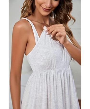 Sosolism Women's Nursing Nightdress - Off-White XL | Padded Lace Trim Breastfeeding Dress - Buy Online on SooperMarket.com